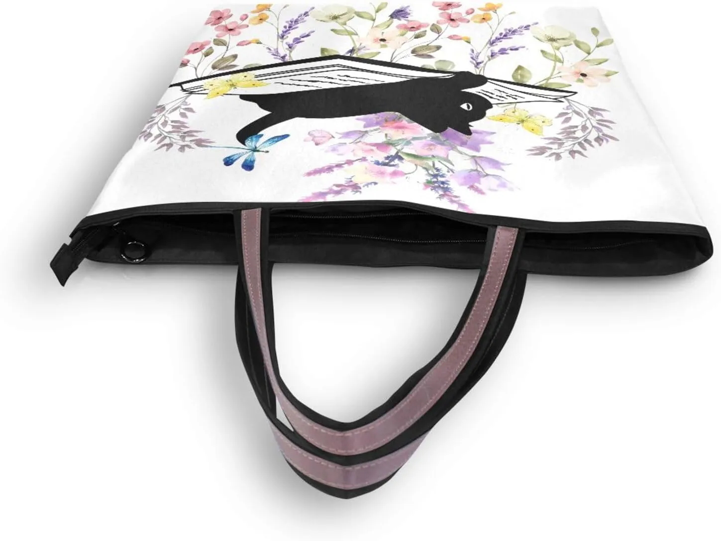 JSTEL Tote Bag for Women with Zipper,Polyester Tote Purse Holiday Tote Bag Work Handbag Women Gift