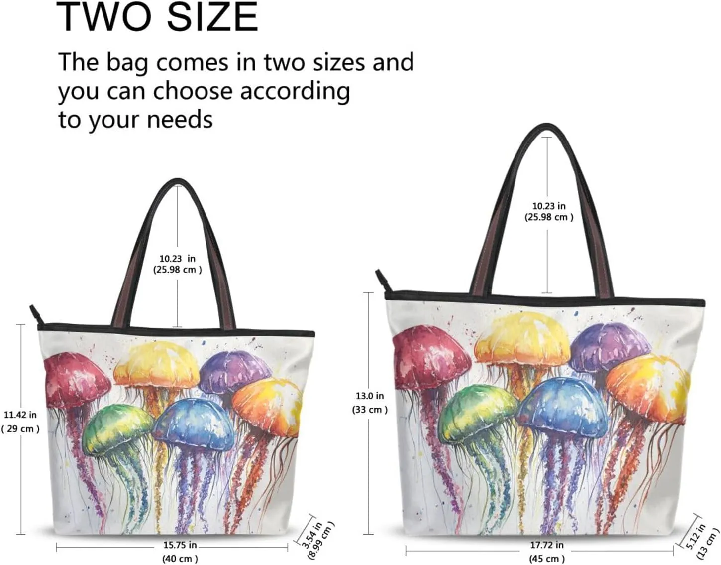 JSTEL Tote Bag for Women with Zipper,Polyester Tote Purse Holiday Tote Bag Work Handbag Women Gift