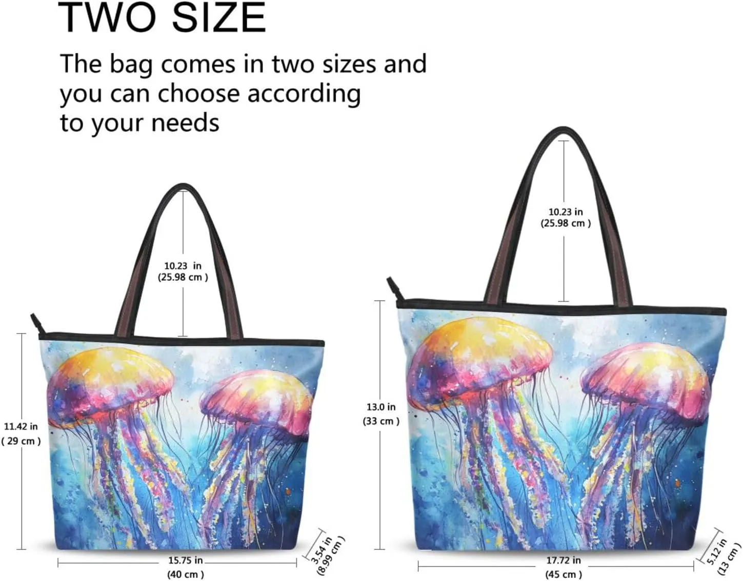 JSTEL Tote Bag for Women with Zipper,Polyester Tote Purse Holiday Tote Bag Work Handbag Women Gift
