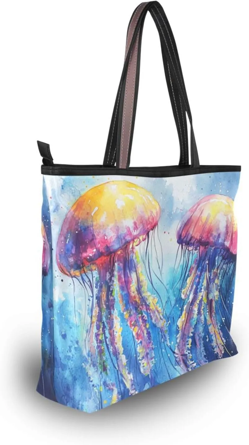 JSTEL Tote Bag for Women with Zipper,Polyester Tote Purse Holiday Tote Bag Work Handbag Women Gift