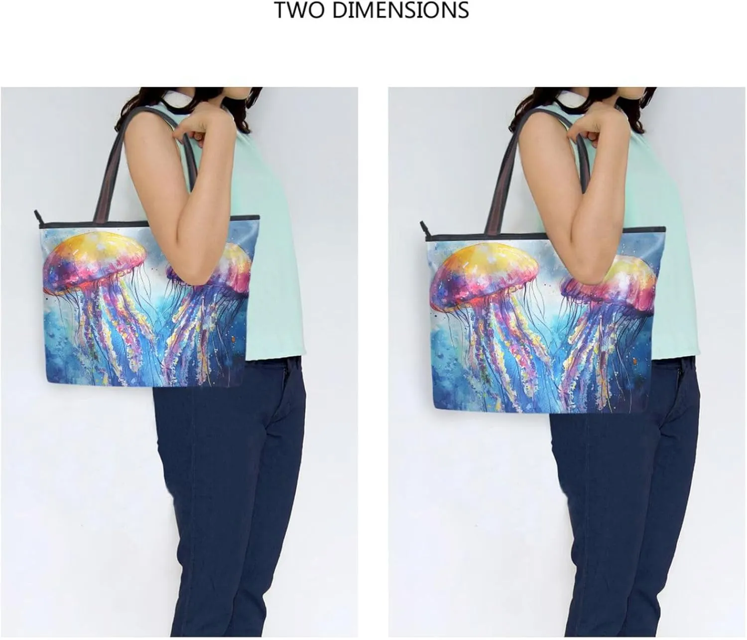 JSTEL Tote Bag for Women with Zipper,Polyester Tote Purse Holiday Tote Bag Work Handbag Women Gift