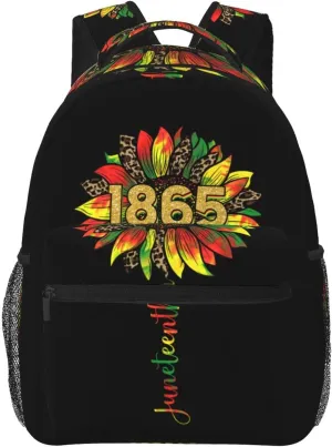 Juneteenth Black History Month Sunflower 1865 Backpack Lightweight Laptop Backpack Casual Daypack Travel Double Shoulder Bag For Women Men