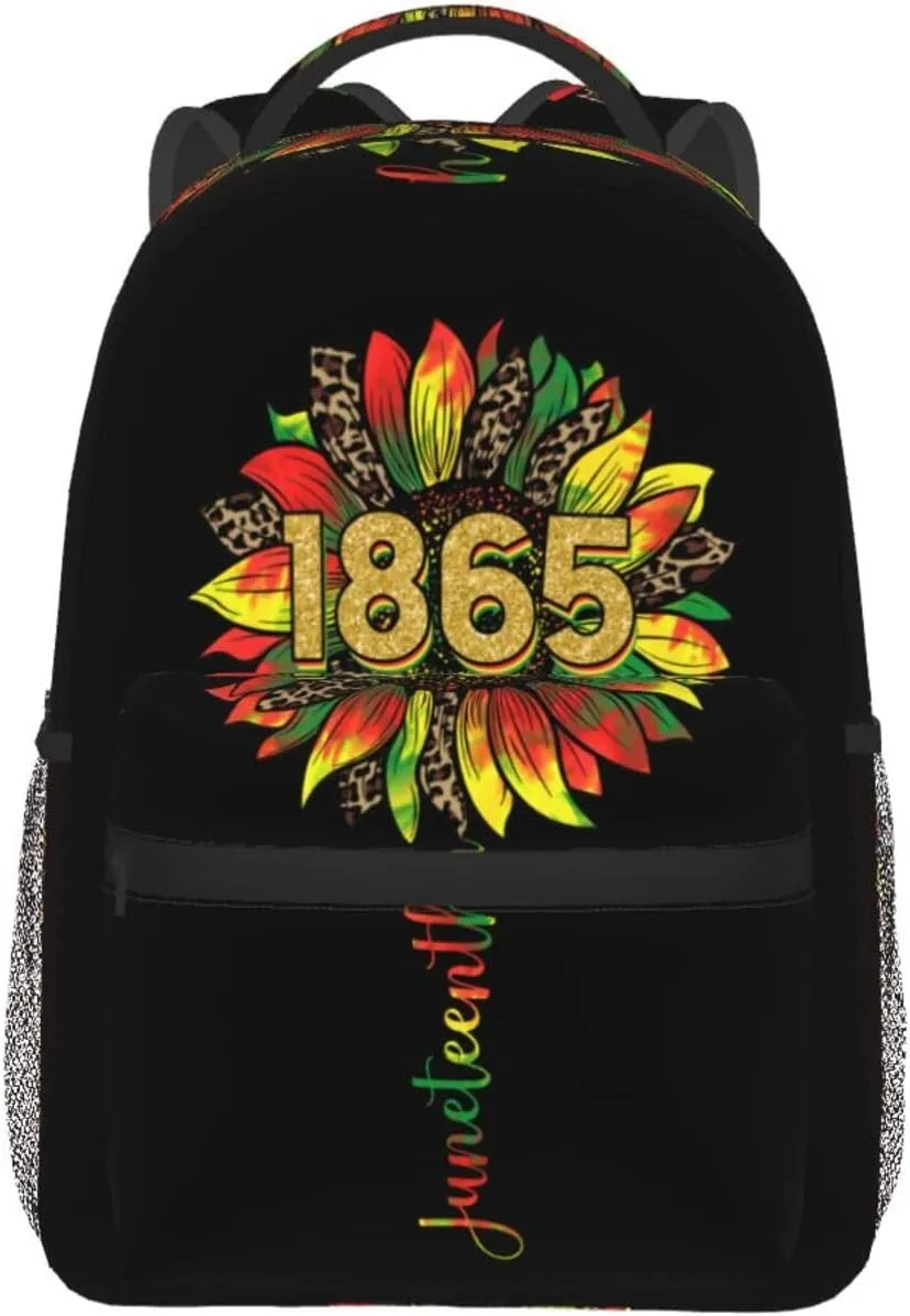 Juneteenth Black History Month Sunflower 1865 Backpack Lightweight Laptop Backpack Casual Daypack Travel Double Shoulder Bag For Women Men