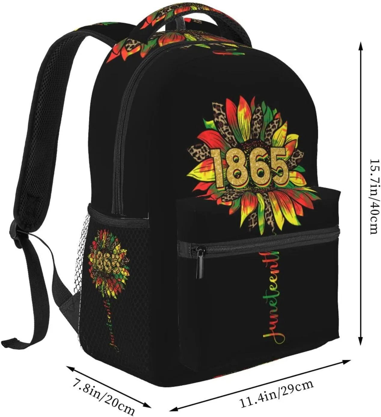 Juneteenth Black History Month Sunflower 1865 Backpack Lightweight Laptop Backpack Casual Daypack Travel Double Shoulder Bag For Women Men