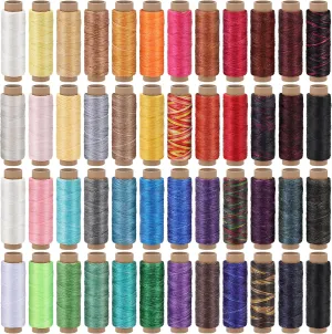 Jupean 48 Colors Waxed Thread, Leather Thread for Hand Sewing, Book Binding Threads, Leather Stitching Thread for Hand Sewing Craft DIY Bookbinding