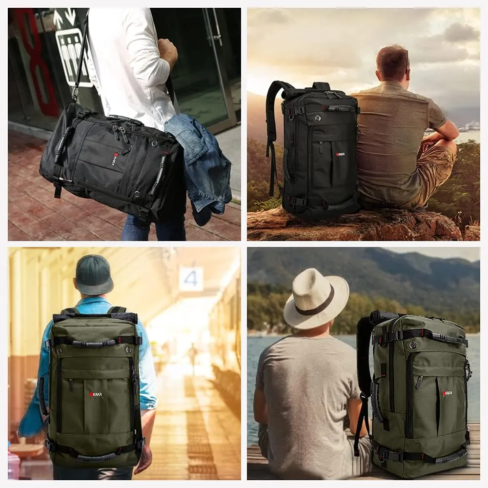 KAKA Travel Backpack,Carry-On Bag Water Resistant Flight Approved Weekender duffle backpack Rucksack Daypack for Men Women (Green upgrade)