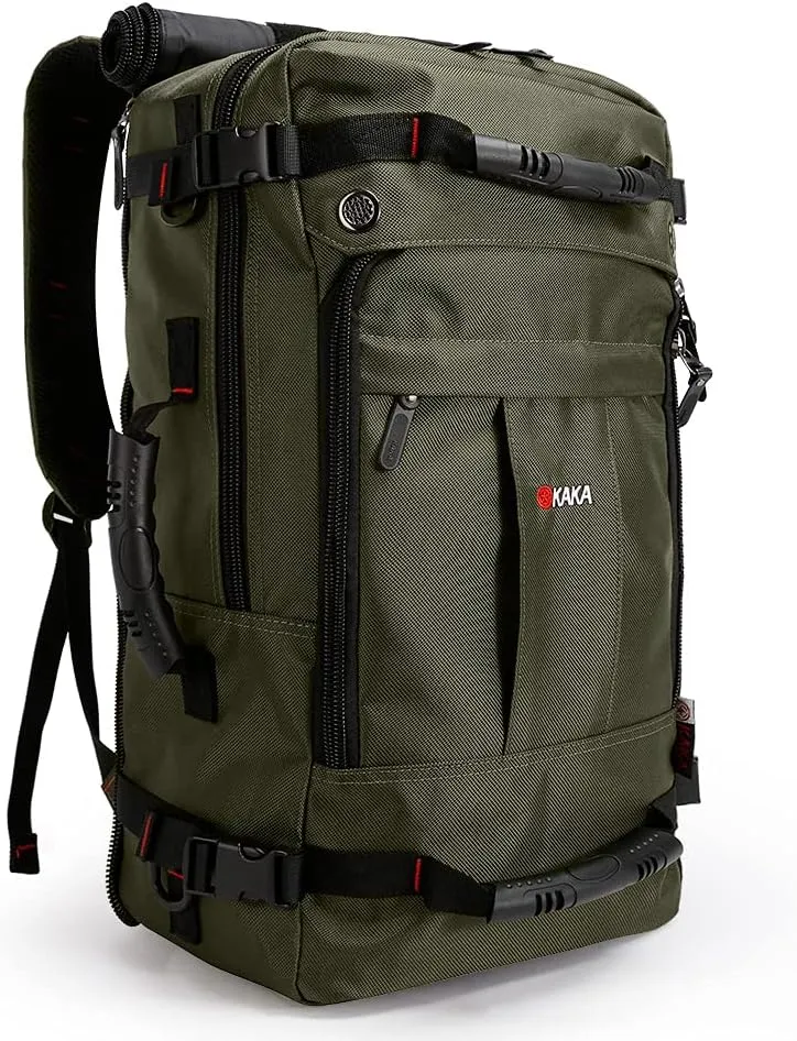 KAKA Travel Backpack,Carry-On Bag Water Resistant Flight Approved Weekender duffle backpack Rucksack Daypack for Men Women (Green upgrade)
