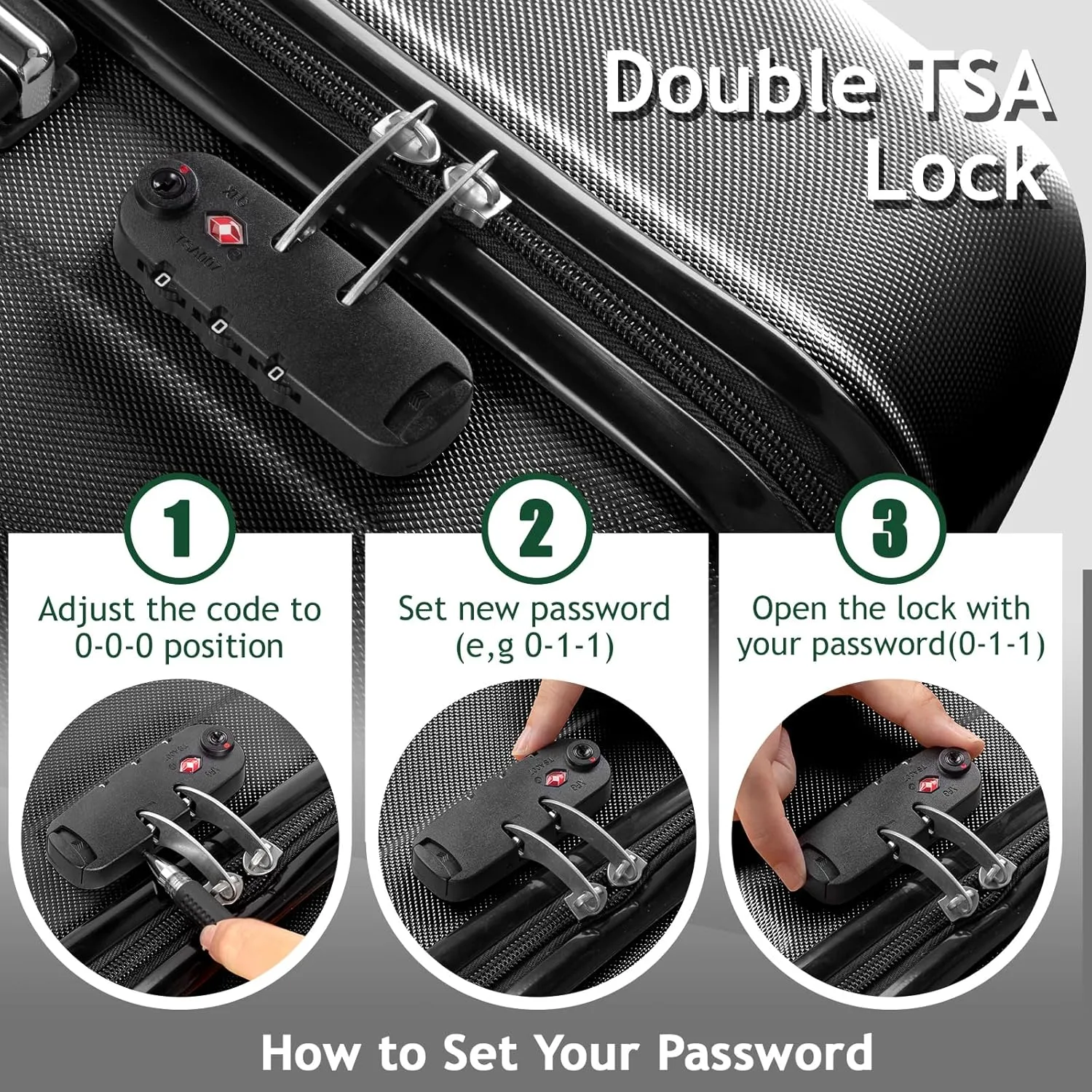 Karl home 4 Piece Luggage Sets Travel Suitcase, Large Capacity Lightweight Luggage Sets with TSA Lock & Spinner Wheels, for Business Trip School Starts (16"/20"/24"/28"), Black