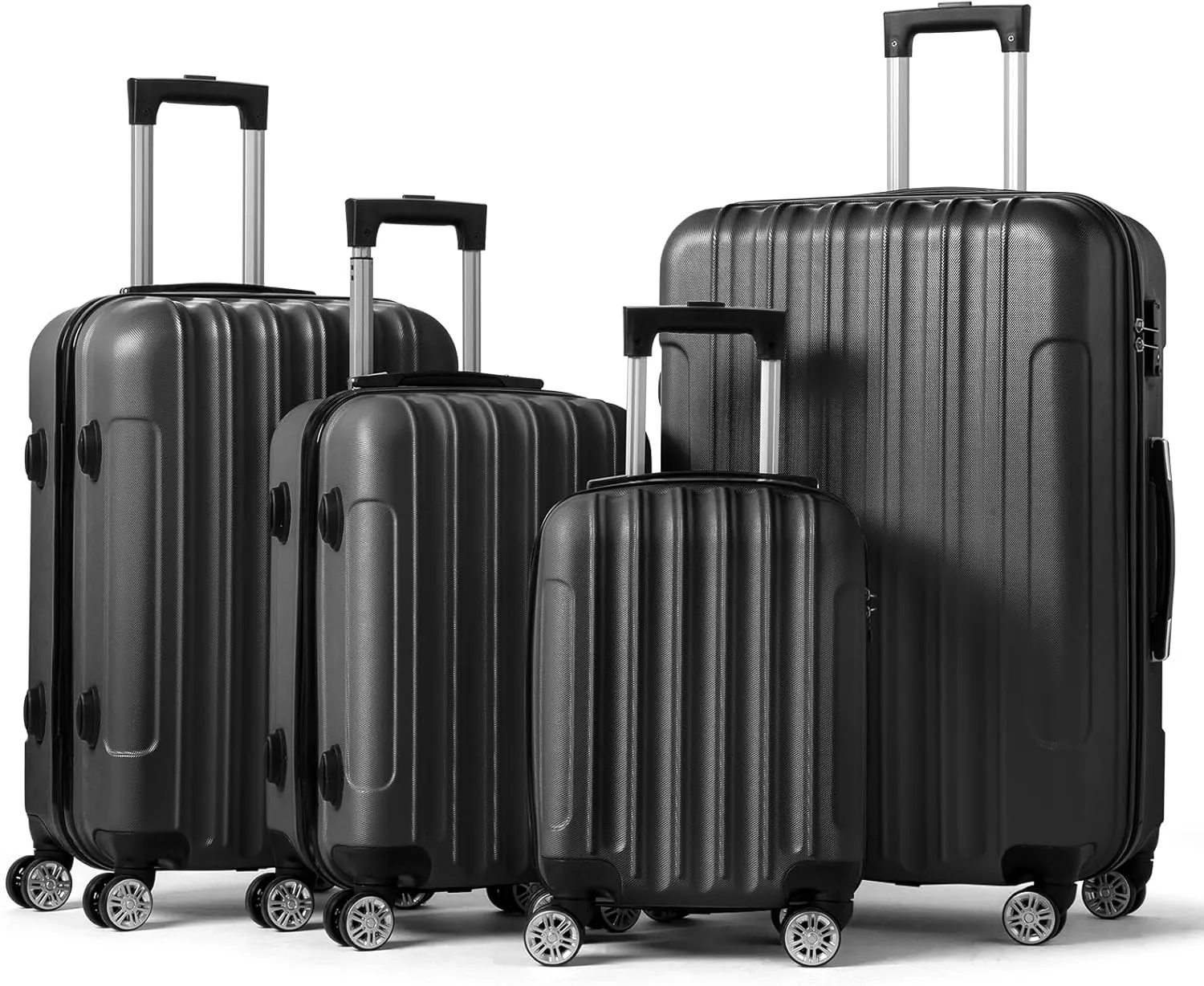 Karl home 4 Piece Luggage Sets Travel Suitcase, Large Capacity Lightweight Luggage Sets with TSA Lock & Spinner Wheels, for Business Trip School Starts (16"/20"/24"/28"), Black
