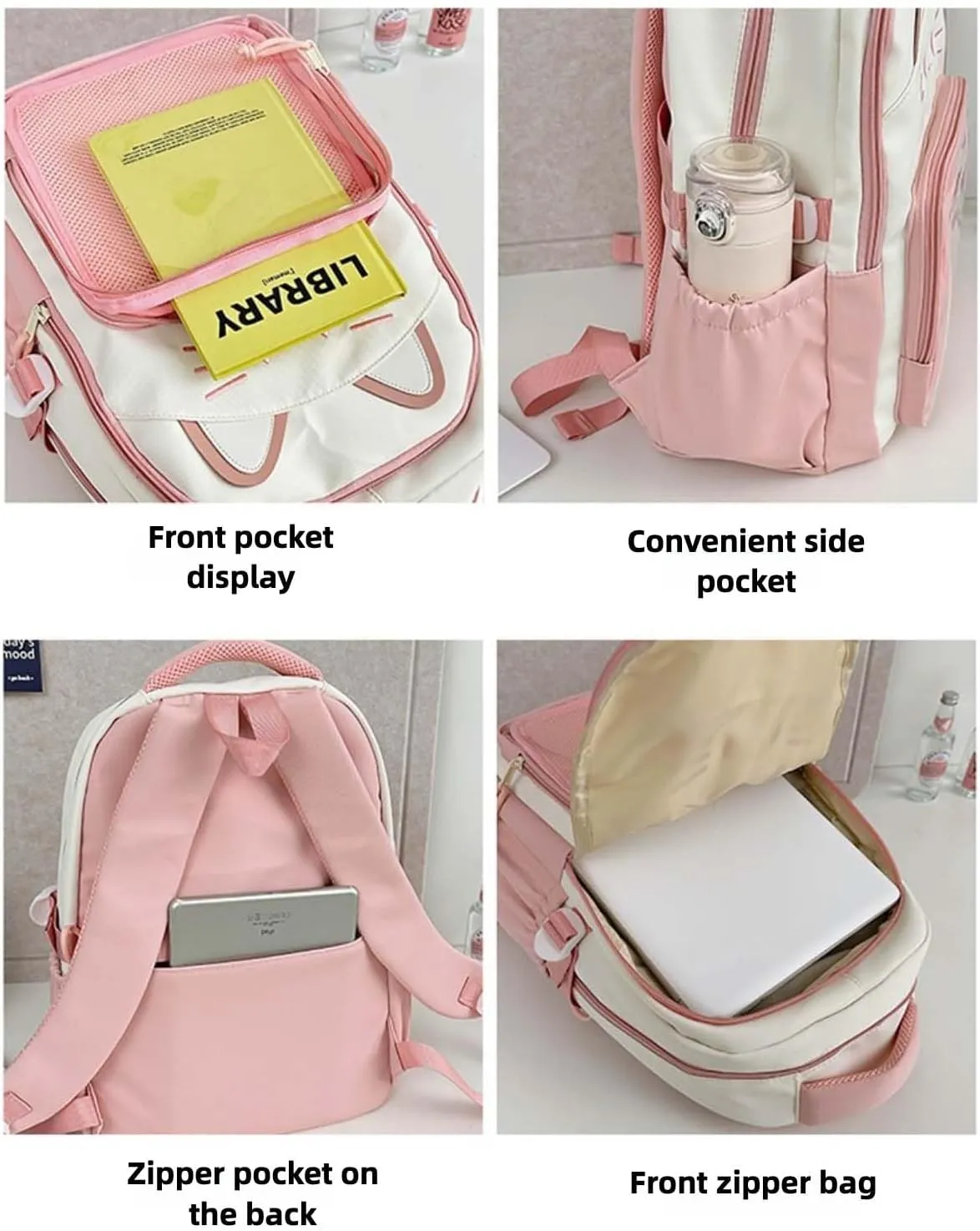 Kawaii Cat Ita Bag Backpack with Pin Badge Display Stylish Travel Bag for Women, Lightweight Design for Fashion Lovers (Blue)