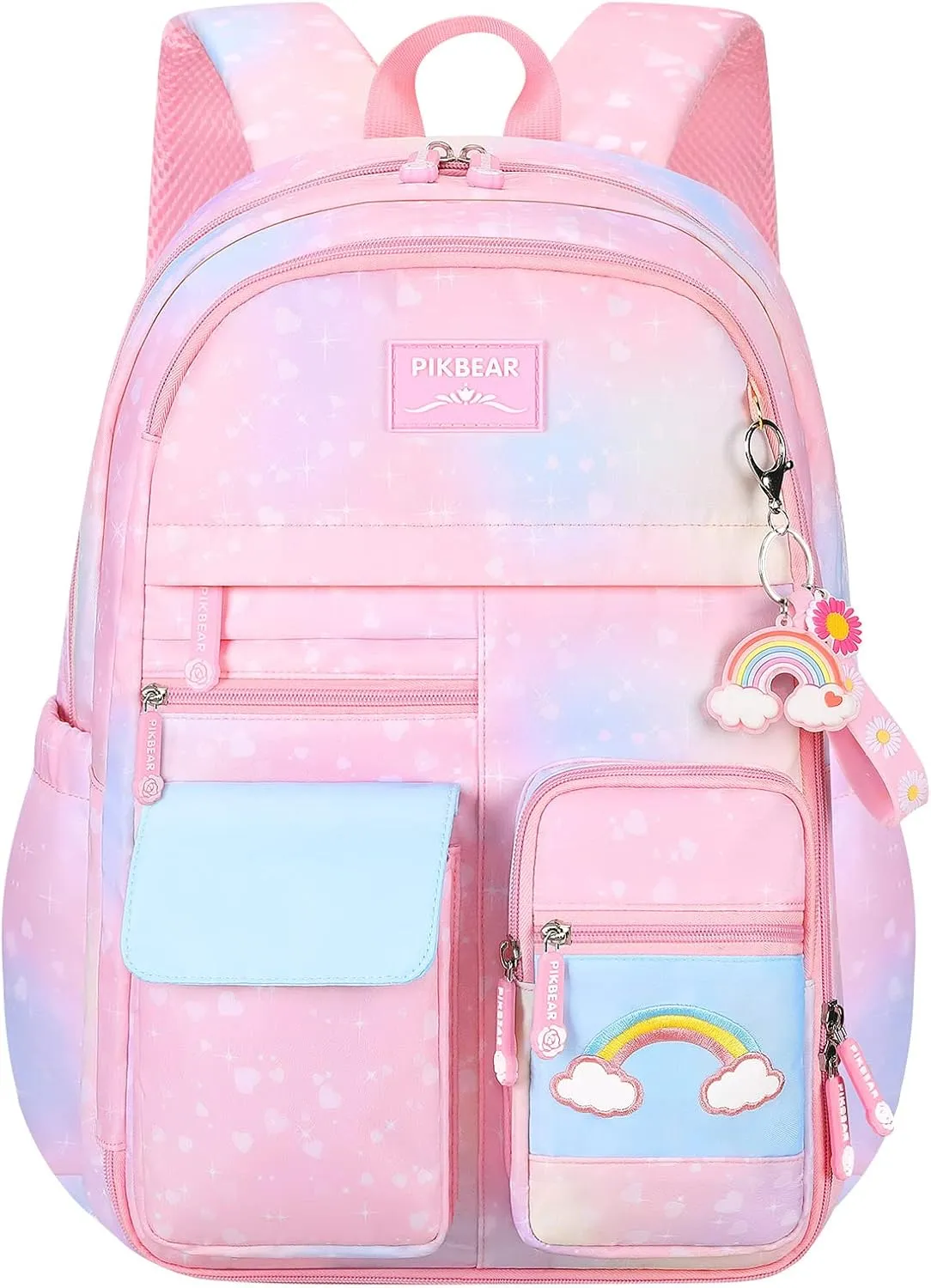 Kawaii School Backpack for Girls - Cute Pink Book Bags for Elementary, Primary & Middle School Students, Lightweight Kids Backpack