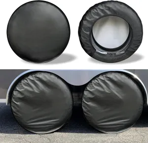 Kayme Rv Tire Covers 4 Pack, Travel Trailer Camper Truck SUV Motorhome Sun Rain Snow Protector, Waterproof Wheel Cover, Fit 33-35 Inch Tire Diameter/Black
