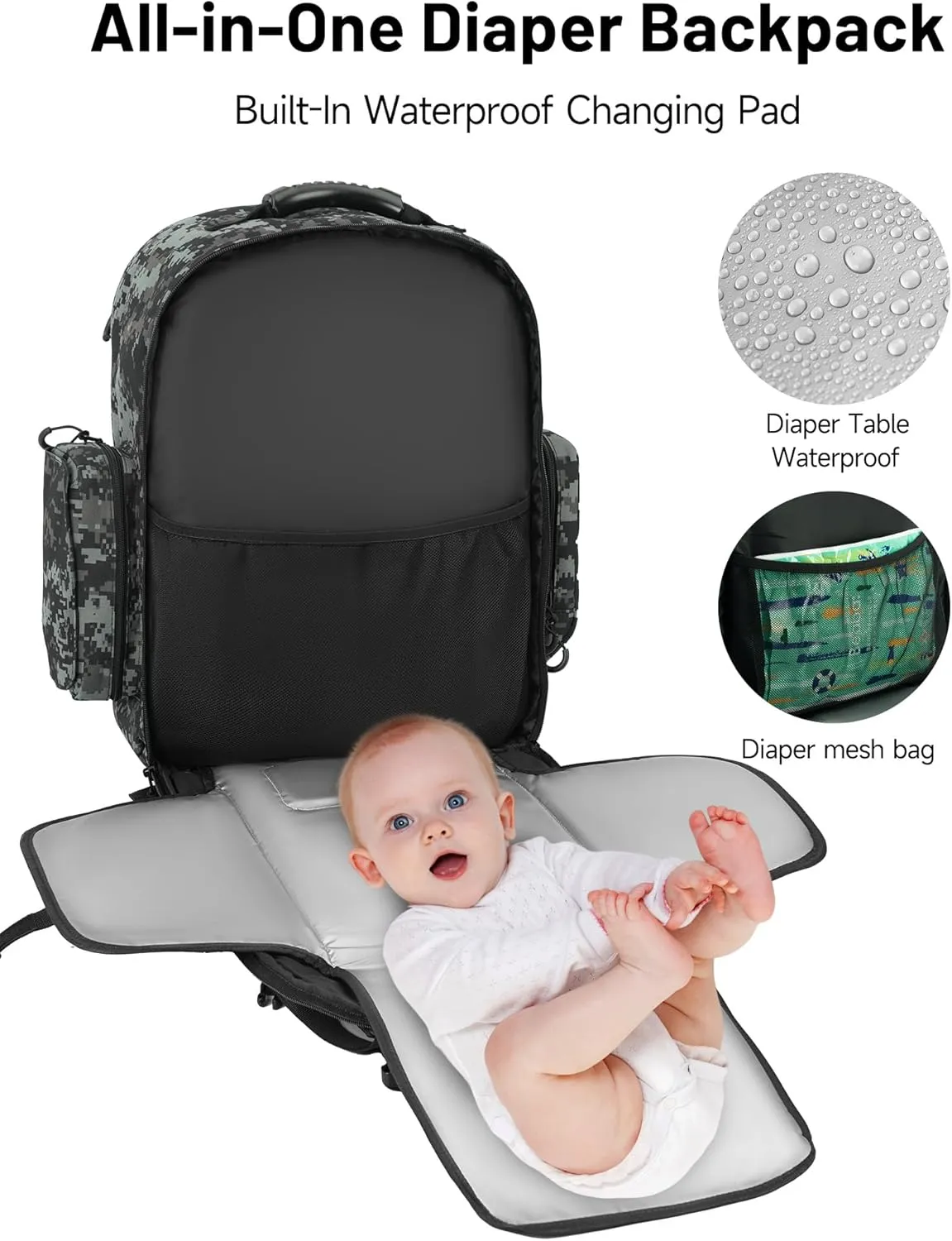 kcross Dad Diaper Bag for Men with Changing Pad, Large Dad Diaper Bags for Baby, Baby Backpack Bag for Traveling