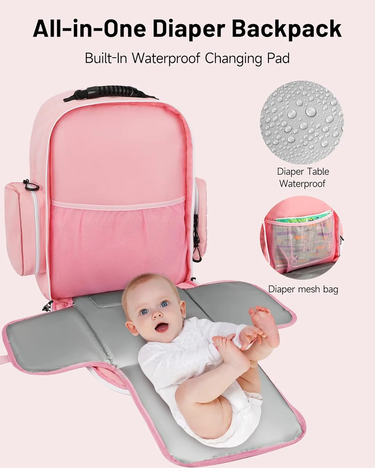 kcross Dad Diaper Bag for Men with Changing Pad, Large Dad Diaper Bags for Baby, Baby Backpack Bag for Traveling