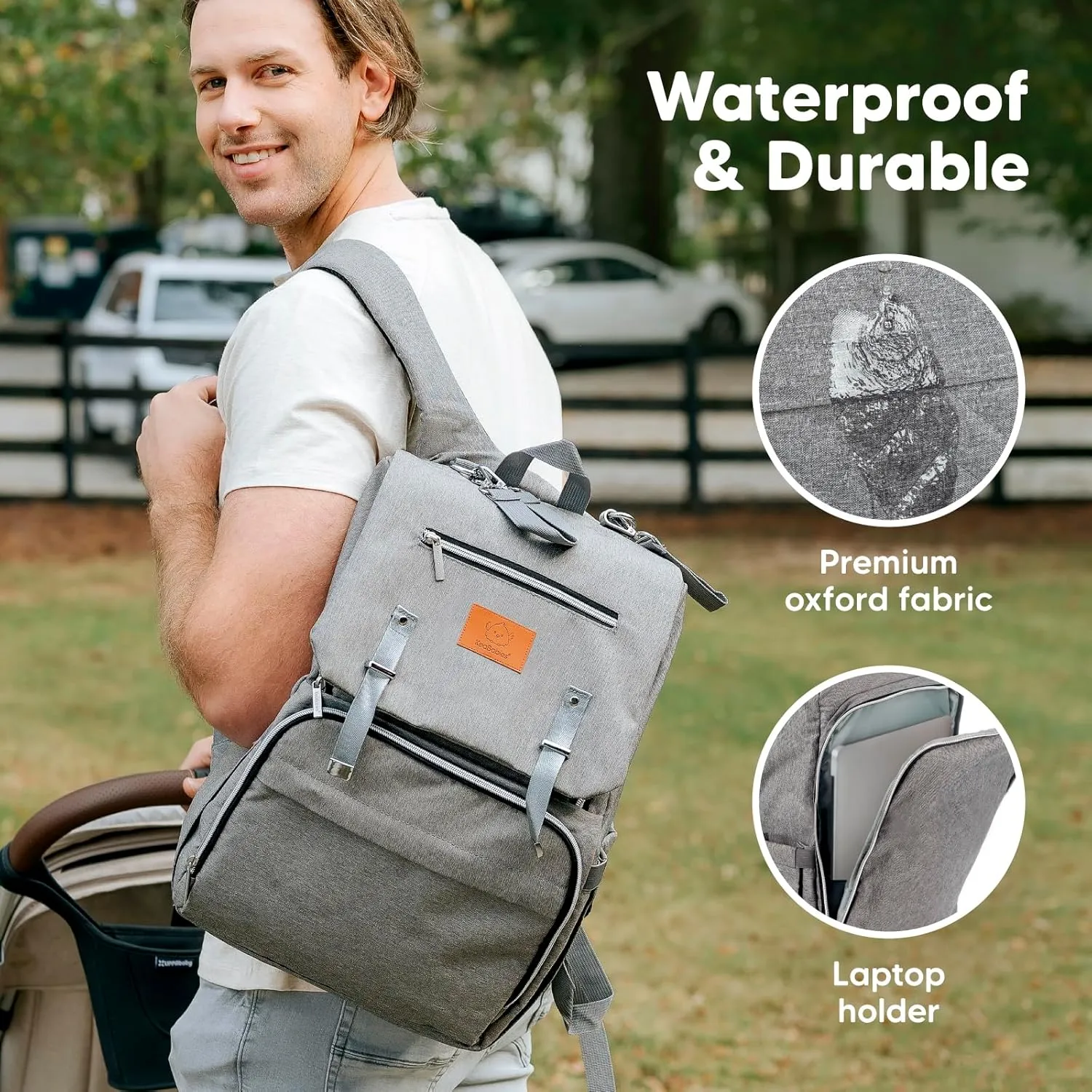 KeaBabies Baby Diaper Bag Backpack, Travel - Large Baby Bag for Mom and Dad, Waterproof, Multi-Function Girl Boy Diaper Backpack with Changing Pad, Durable Travel Essentials (Classic Gray)