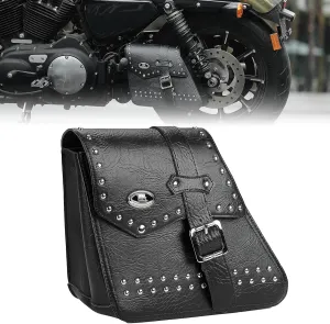 KEMIMOTO Motorcycle Swing Arm Bag Swingarm Side Bag 7L Faux Leather Compatible with Softail Sportster Iron 883, 1200XL Triangulated Swingarm Models