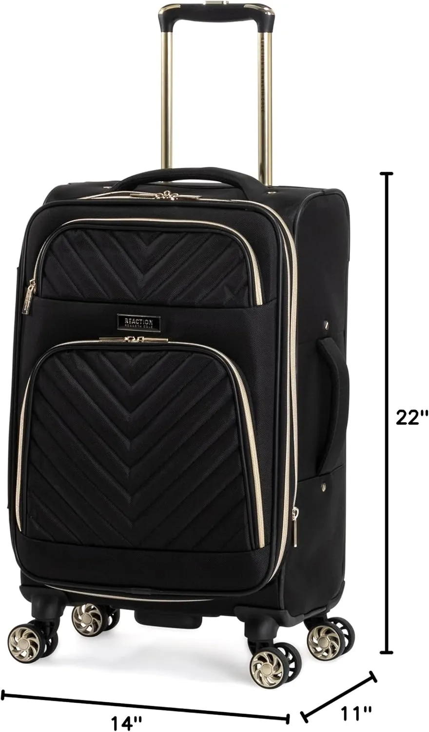Kenneth Cole REACTION Chelsea Chevron Quilted Luggage, Black, 20-Inch Carry On