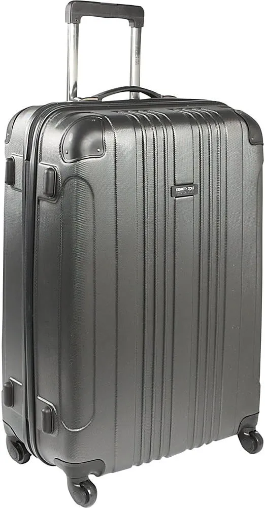 Kenneth Cole REACTION Out of Bounds Lightweight Hardshell 4-Wheel Spinner Luggage, Charcoal, 28-Inch Checked