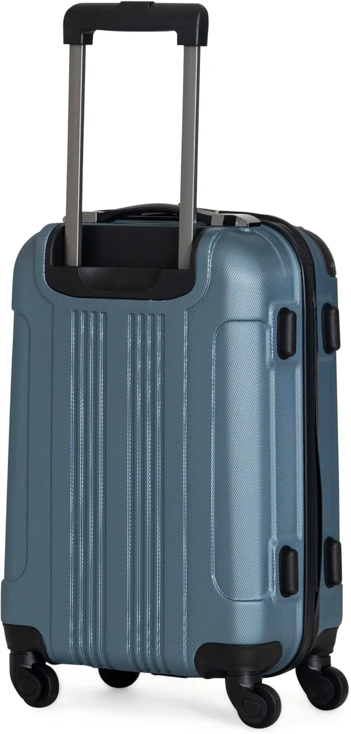 Kenneth Cole REACTION Out of Bounds Lightweight Hardshell 4-Wheel Spinner Luggage, Granite Blue, 20-Inch Carry On