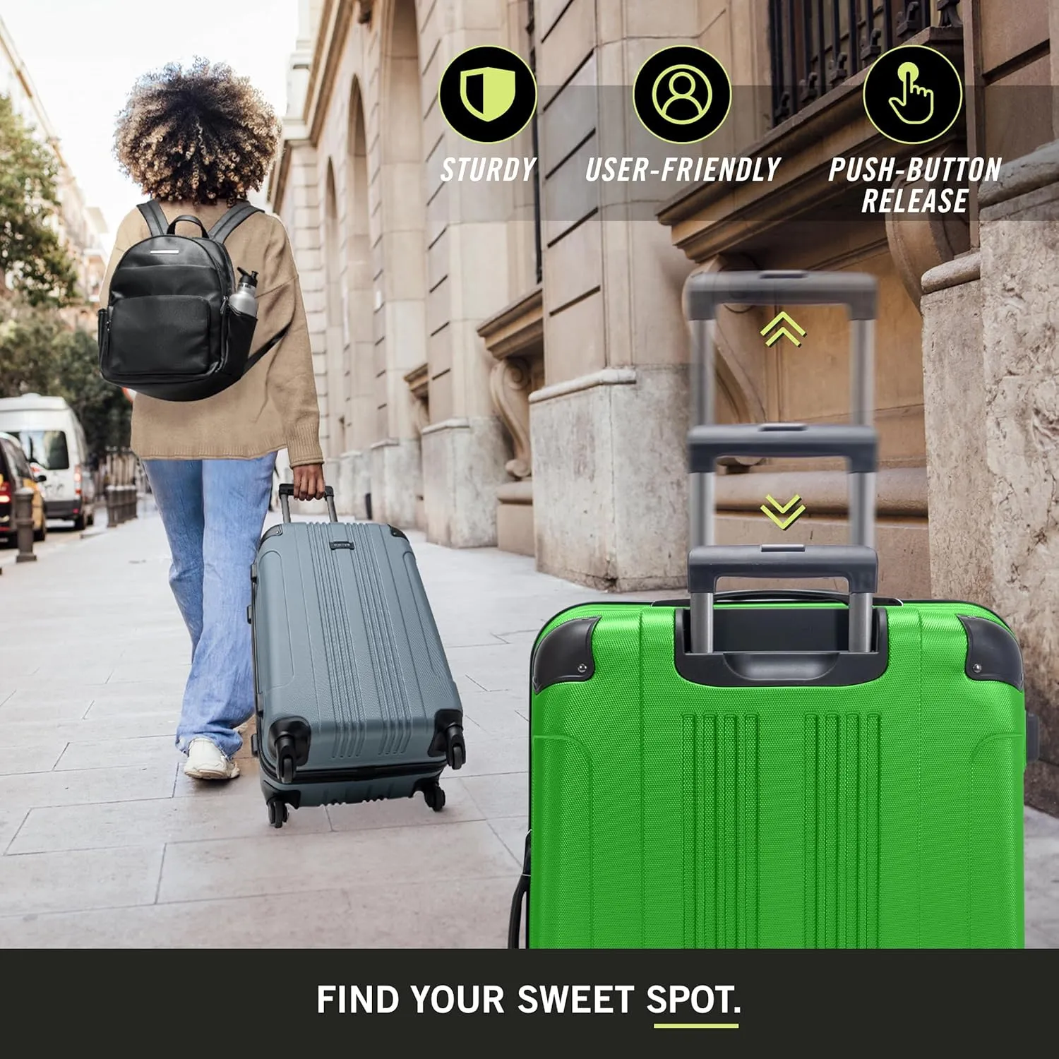 Kenneth Cole REACTION Out of Bounds Lightweight Hardshell 4-Wheel Spinner Luggage, Kelly Green, 28-Inch Checked