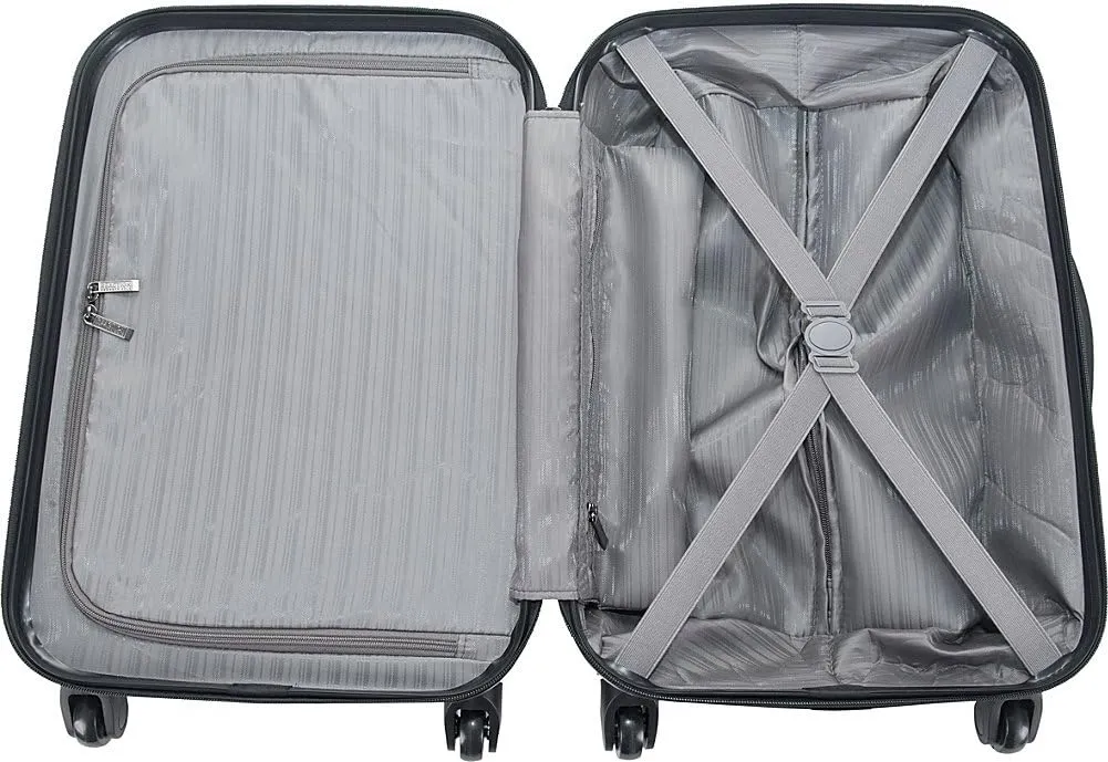Kenneth Cole REACTION Out of Bounds Lightweight Hardshell 4-Wheel Spinner Luggage, Midnight Black, 20-Inch Carry On