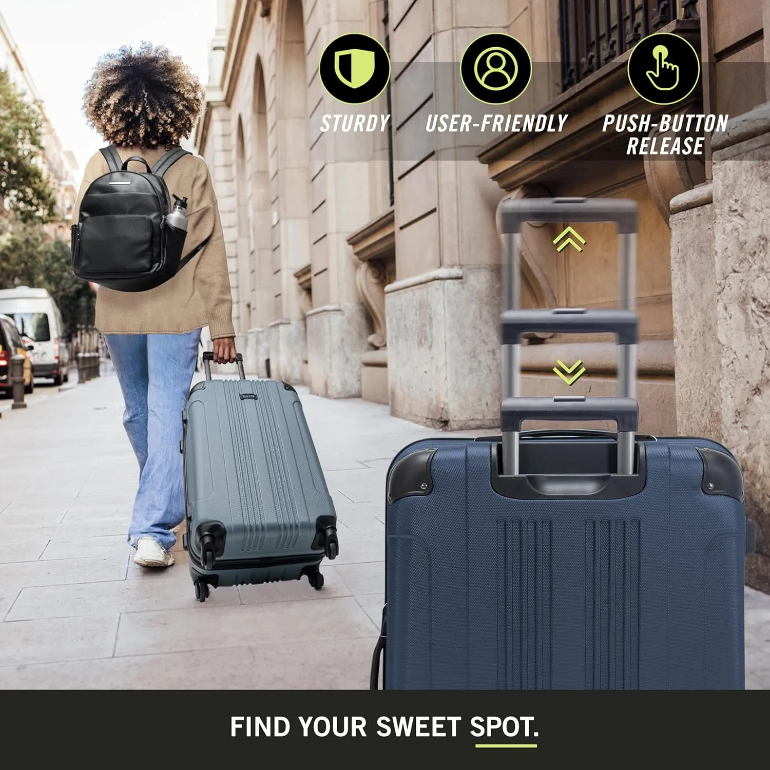 Kenneth Cole REACTION Out of Bounds Lightweight Hardshell 4-Wheel Spinner Luggage, Naval, 28-Inch Checked