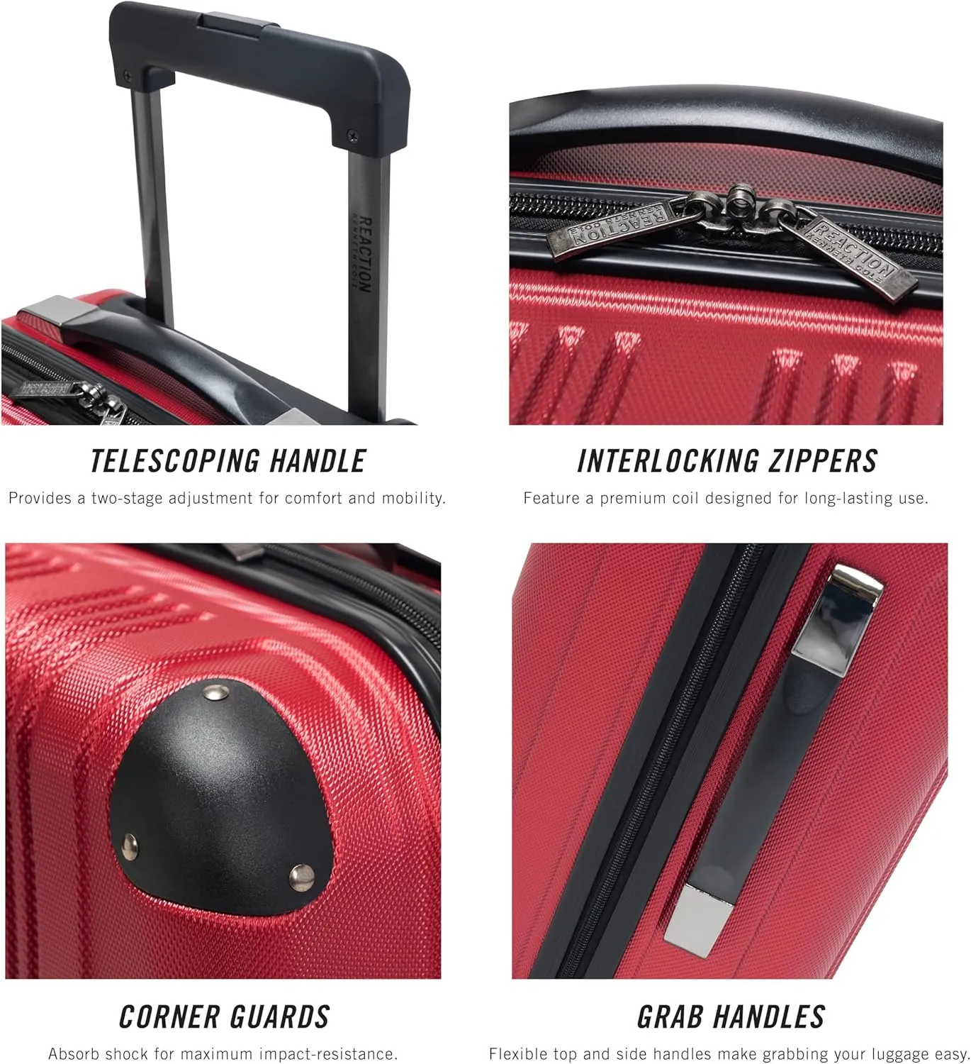 Kenneth Cole REACTION Out of Bounds Lightweight Hardshell 4-Wheel Spinner Luggage, Scarlet Red, 2-Piece Set (20" & 28")