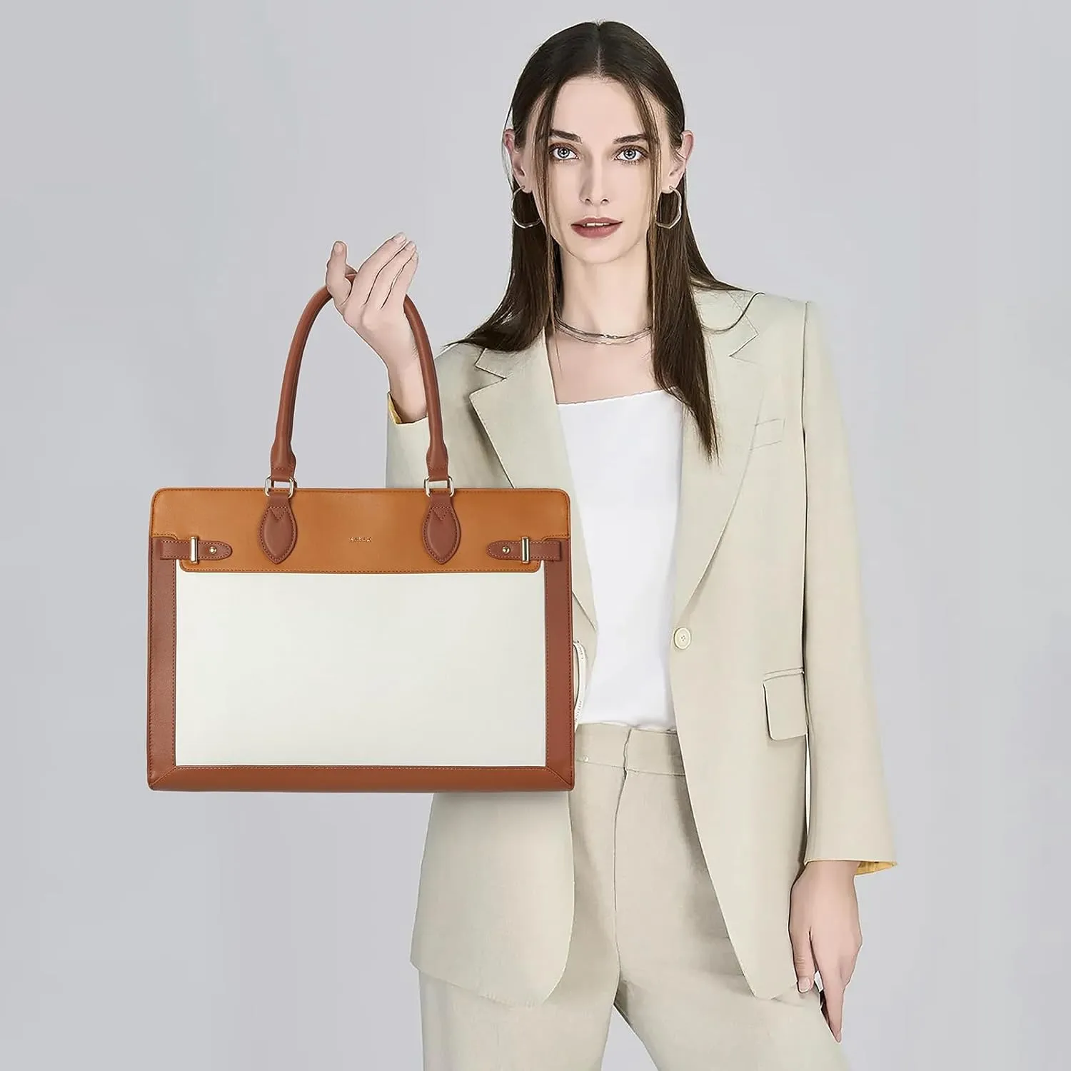 Keyli 3pc Laptop Tote Bag for Women 15.6 Inch Work Bag Business Computer Briefcase Waterproof Leather Messenger Bags Purses