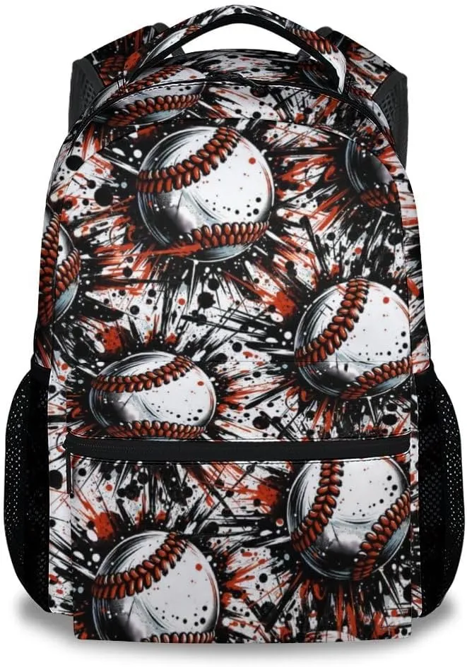 Kid Backpack for Boys - Baseball Bookbag - Lightweight Durable Large Capacity - 17 Inch Black Bookbag for School, Travel and Camp