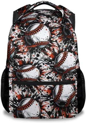 Kid Backpack for Boys - Baseball Bookbag - Lightweight Durable Large Capacity - 17 Inch Black Bookbag for School, Travel and Camp