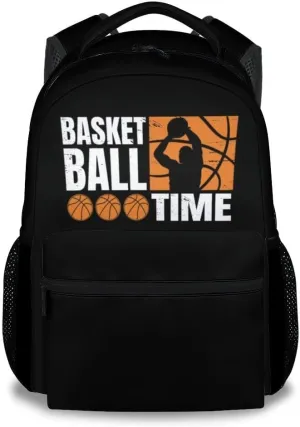 Kid Backpack for Boys - Basketball Schoolbag - Lightweight Durable Large Capacity - 17 Inch Black Bookbag for School, Travel and Camp