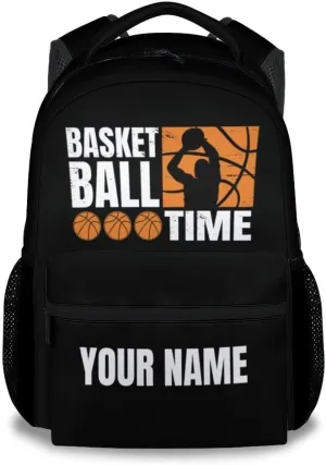 Kid Backpack for Boys - Custom Basketball Schoolbag - Lightweight Durable Large Capacity - 17 Inch Black Bookbag for School, Travel and Camp