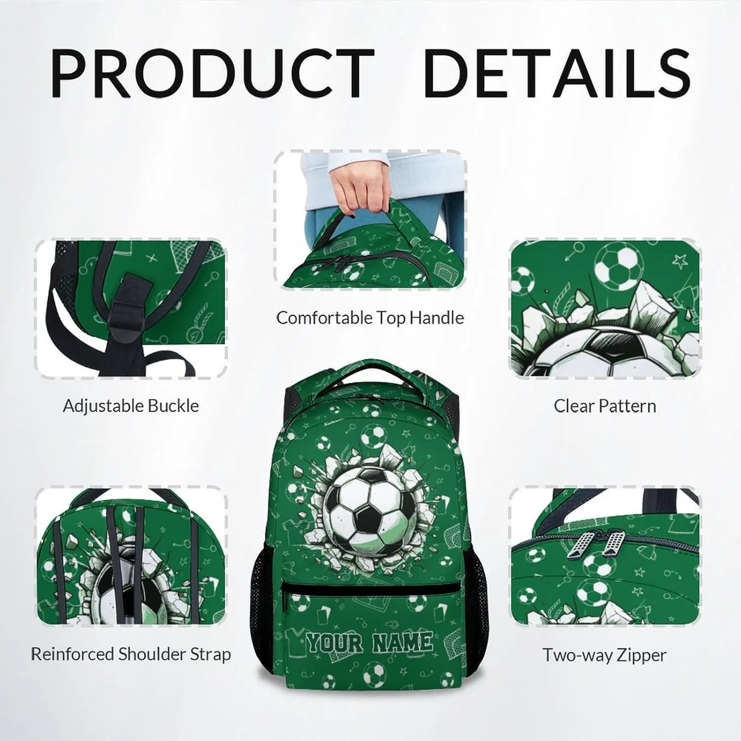 Kid Backpack for Girls - Custom Soccer Ball Bookbag - Lightweight Durable Large Capacity - 17 Inch Colorful Bookbag for School, Travel and Camp