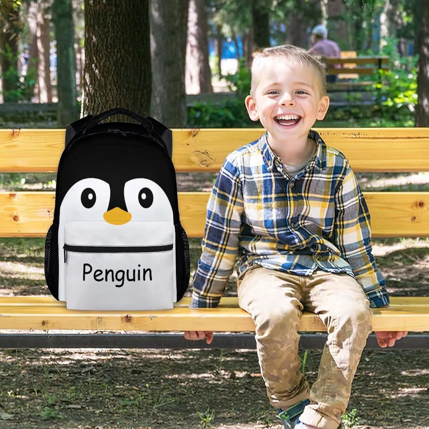 Kid Backpack for Girls - Penguin Schoolbag - Lightweight Durable Large Capacity - 17 Inch Black Bookbag for School, Travel and Camp