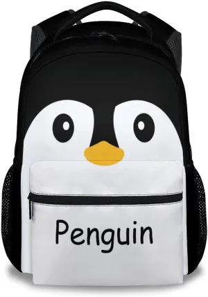 Kid Backpack for Girls - Penguin Schoolbag - Lightweight Durable Large Capacity - 17 Inch Black Bookbag for School, Travel and Camp
