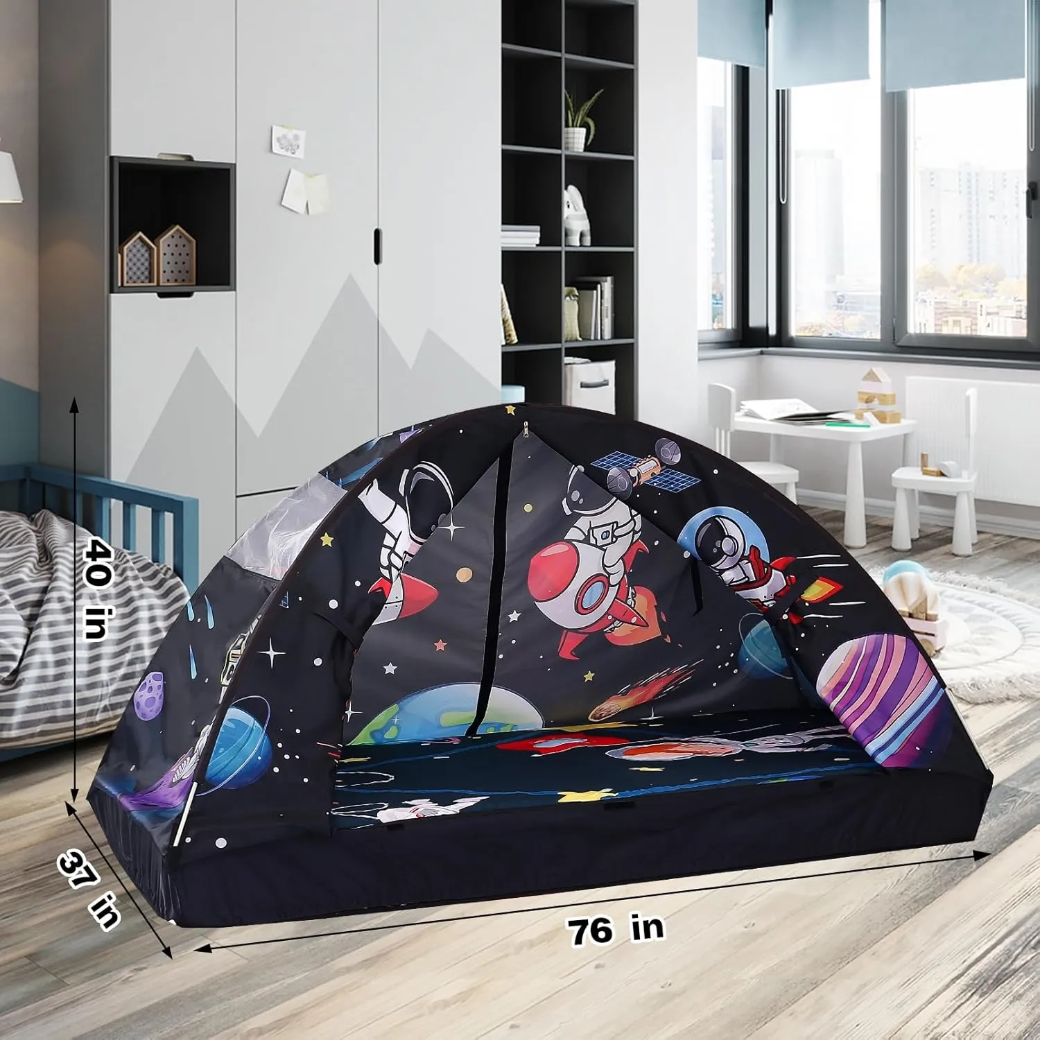 Kid Bed Tent -Twin Play Tent Baby Toddlers Dream Playhouse for Bedroom Decor Indoor Games Twin Size Bed Canopy by CRAWLBO