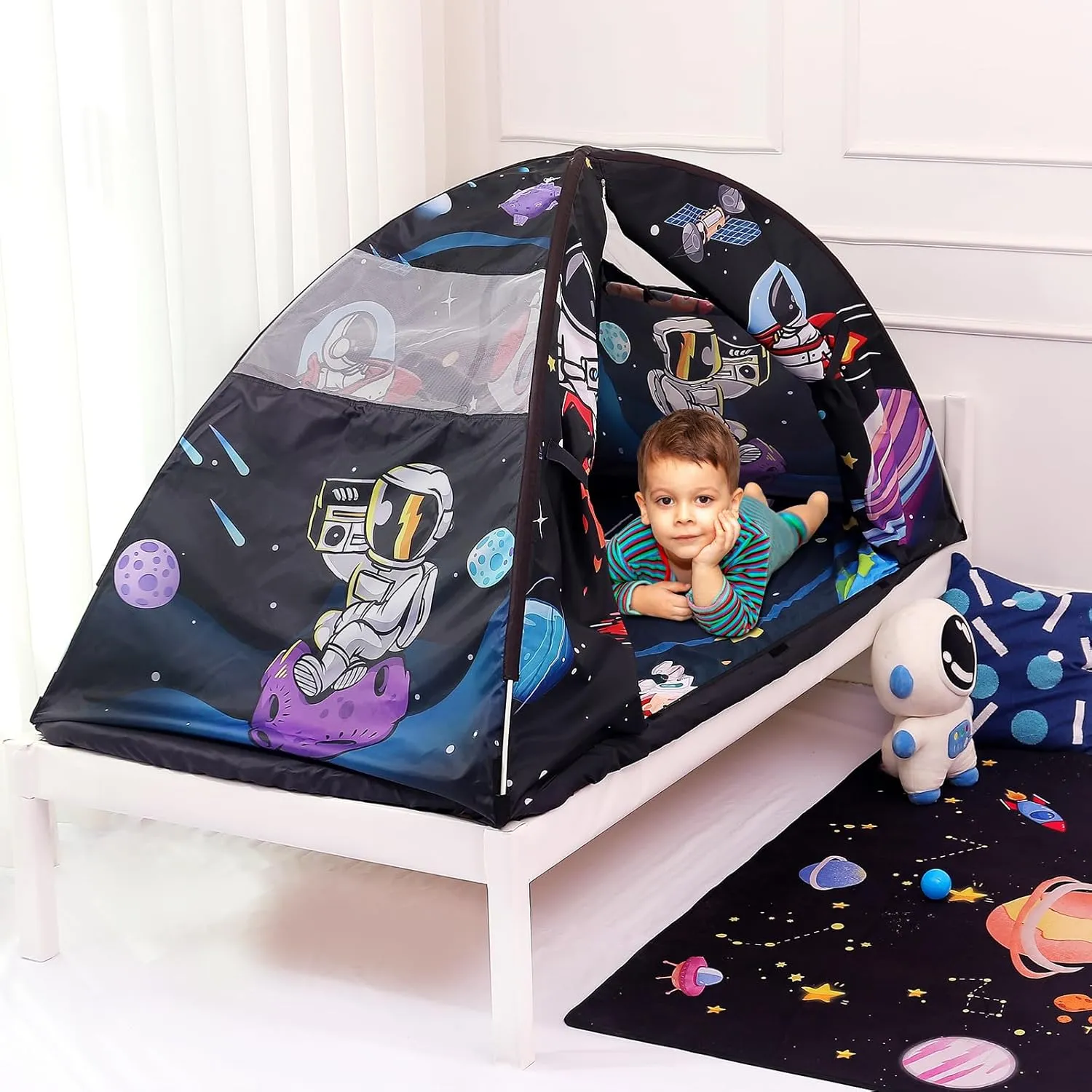 Kid Bed Tent -Twin Play Tent Baby Toddlers Dream Playhouse for Bedroom Decor Indoor Games Twin Size Bed Canopy by CRAWLBO
