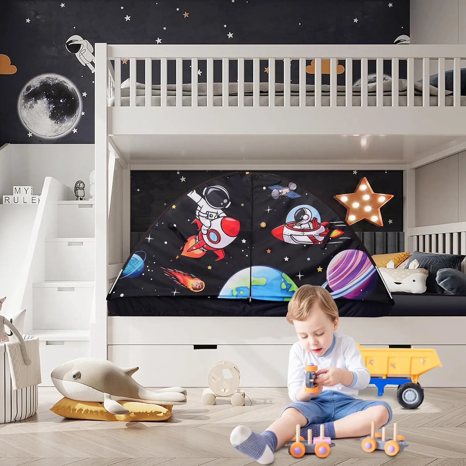 Kid Bed Tent -Twin Play Tent Baby Toddlers Dream Playhouse for Bedroom Decor Indoor Games Twin Size Bed Canopy by CRAWLBO