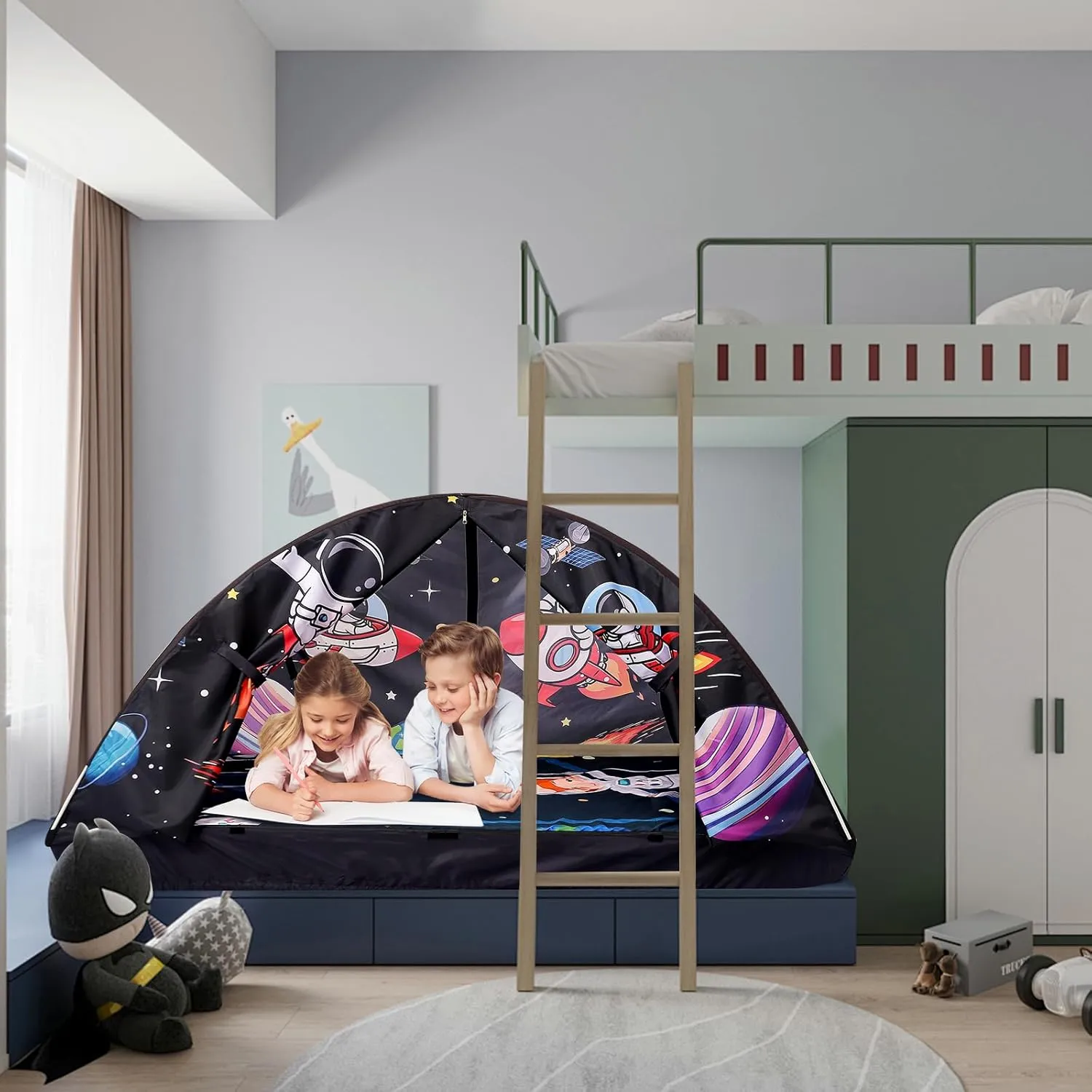 Kid Bed Tent -Twin Play Tent Baby Toddlers Dream Playhouse for Bedroom Decor Indoor Games Twin Size Bed Canopy by CRAWLBO