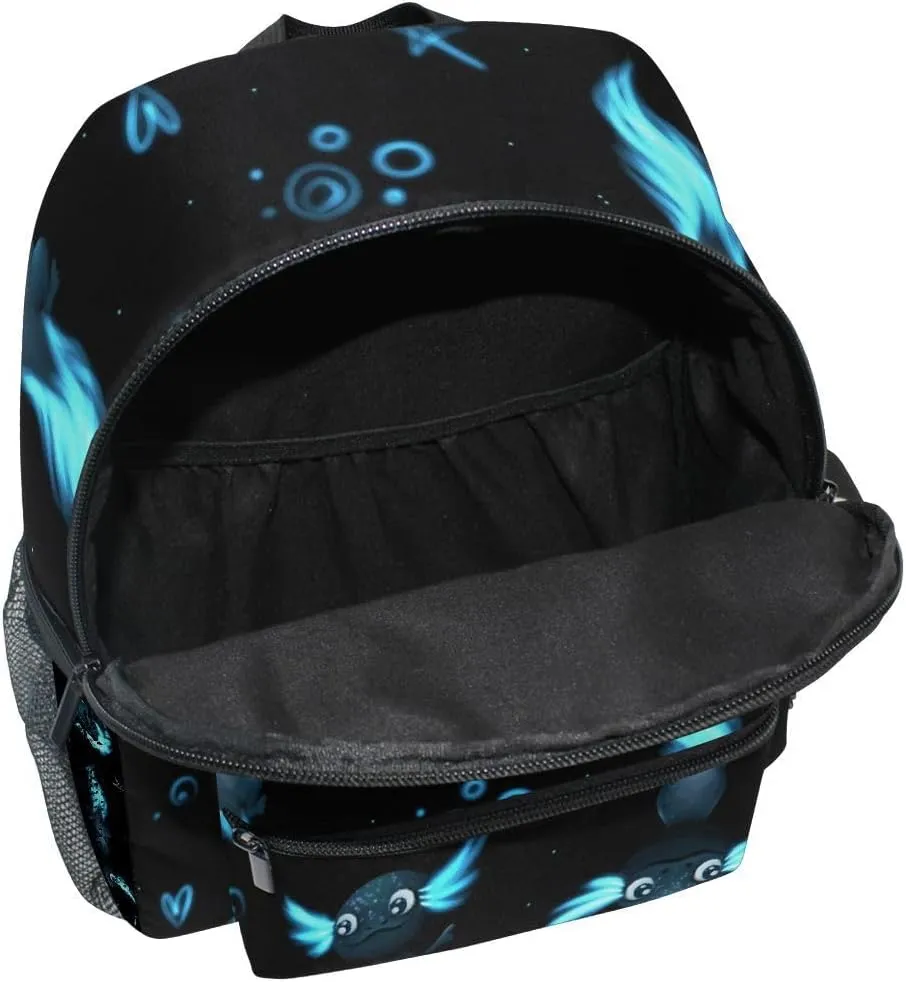 Kid's Backpack Black Axolotl Stars Toddler Backpack Preschool Bookbag for Boys Girls