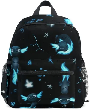 Kid's Backpack Black Axolotl Stars Toddler Backpack Preschool Bookbag for Boys Girls