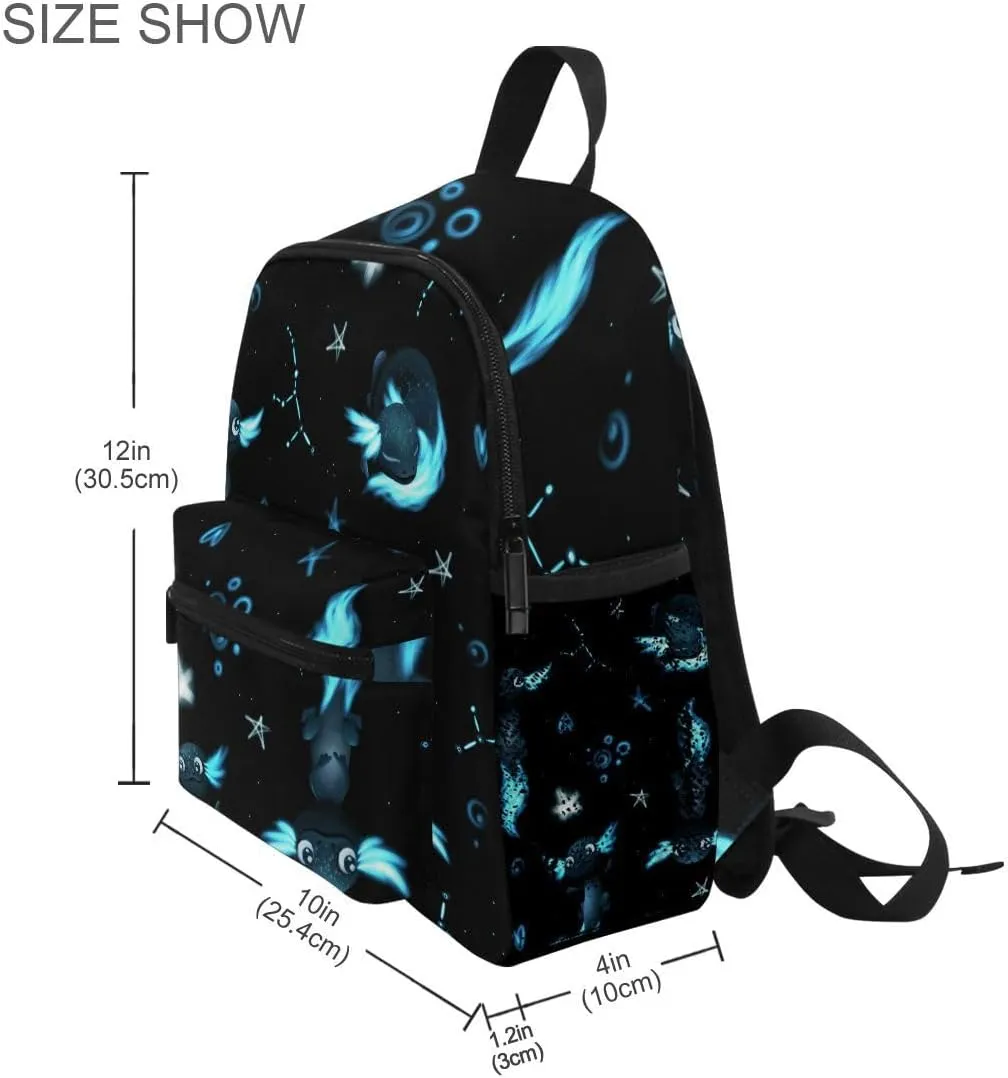 Kid's Backpack Black Axolotl Stars Toddler Backpack Preschool Bookbag for Boys Girls