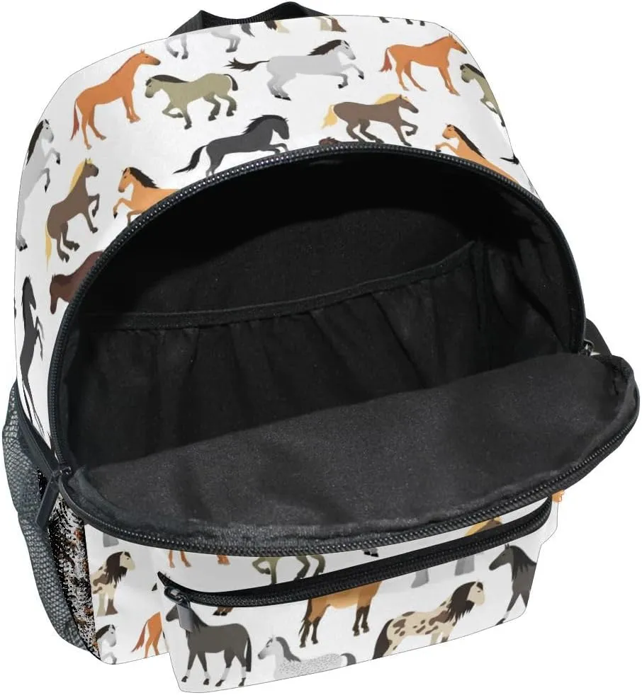 Kid's Backpack Cute Horse Toddler Backpack for Daycare Travel Preschool Bookbags for Boys Girls