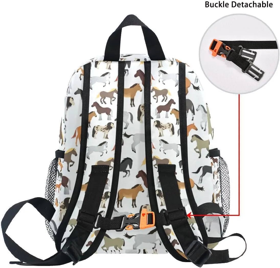 Kid's Backpack Cute Horse Toddler Backpack for Daycare Travel Preschool Bookbags for Boys Girls