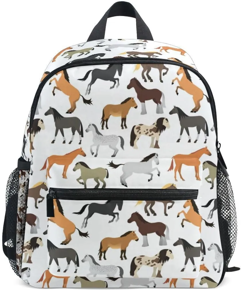 Kid's Backpack Cute Horse Toddler Backpack for Daycare Travel Preschool Bookbags for Boys Girls