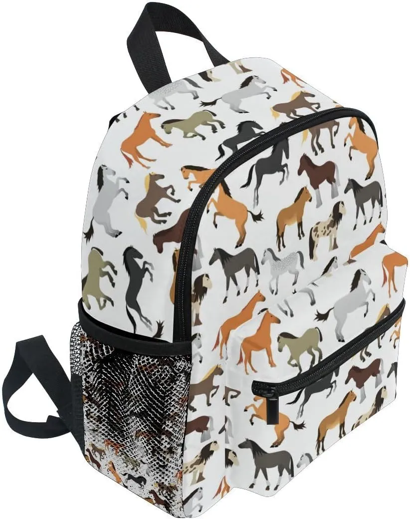 Kid's Backpack Cute Horse Toddler Backpack for Daycare Travel Preschool Bookbags for Boys Girls