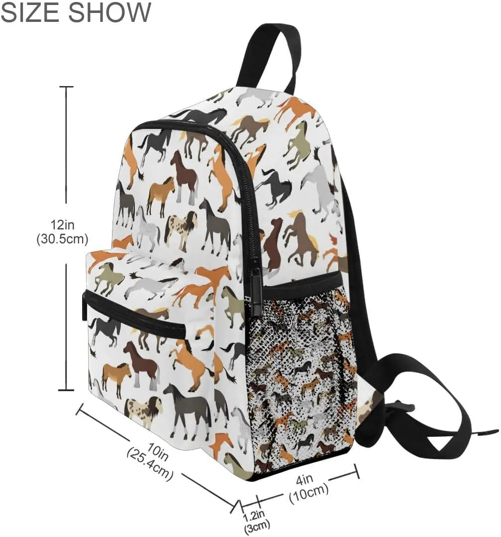 Kid's Backpack Cute Horse Toddler Backpack for Daycare Travel Preschool Bookbags for Boys Girls
