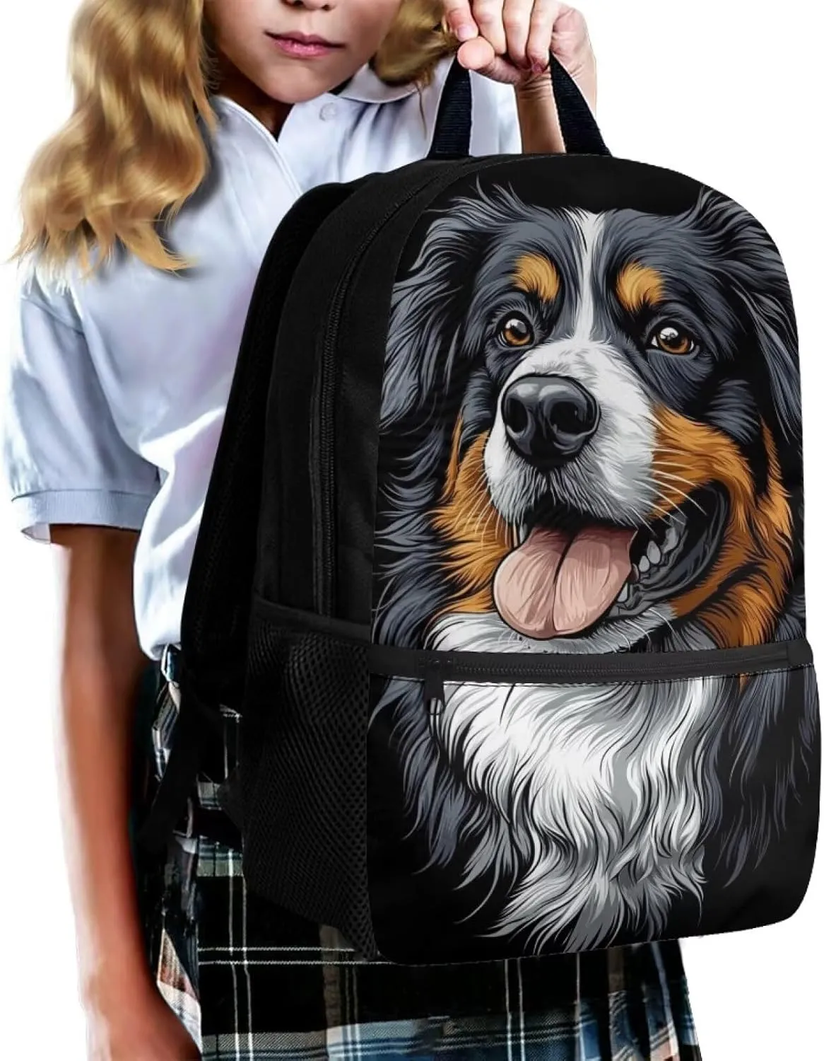 Kids Backpack for Boys Girls Bernese Mountain Dog Lightweight Bookbag for Elementary School Kid 6-10 (Indigo)