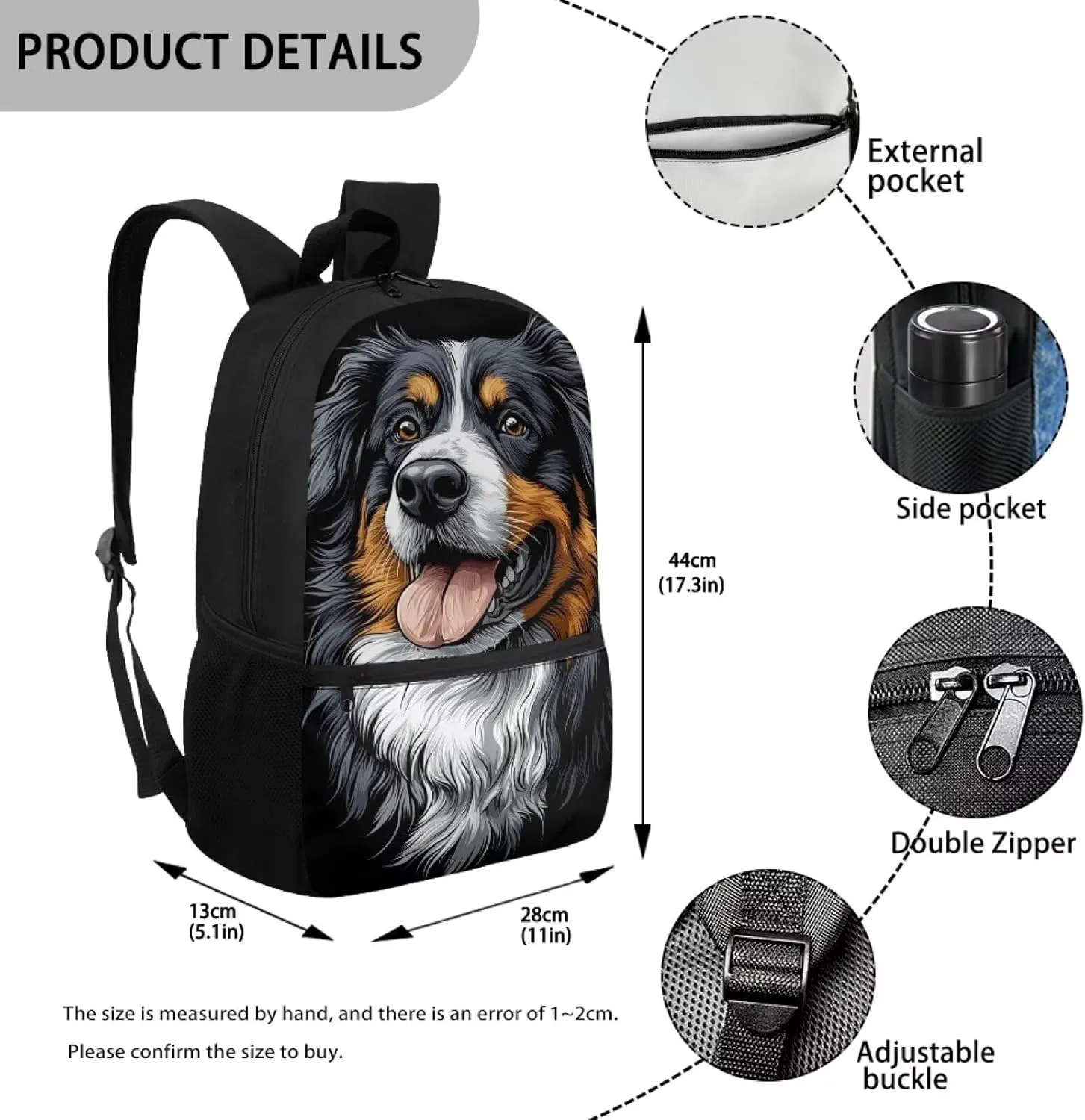 Kids Backpack for Boys Girls Bernese Mountain Dog Lightweight Bookbag for Elementary School Kid 6-10 (Indigo)