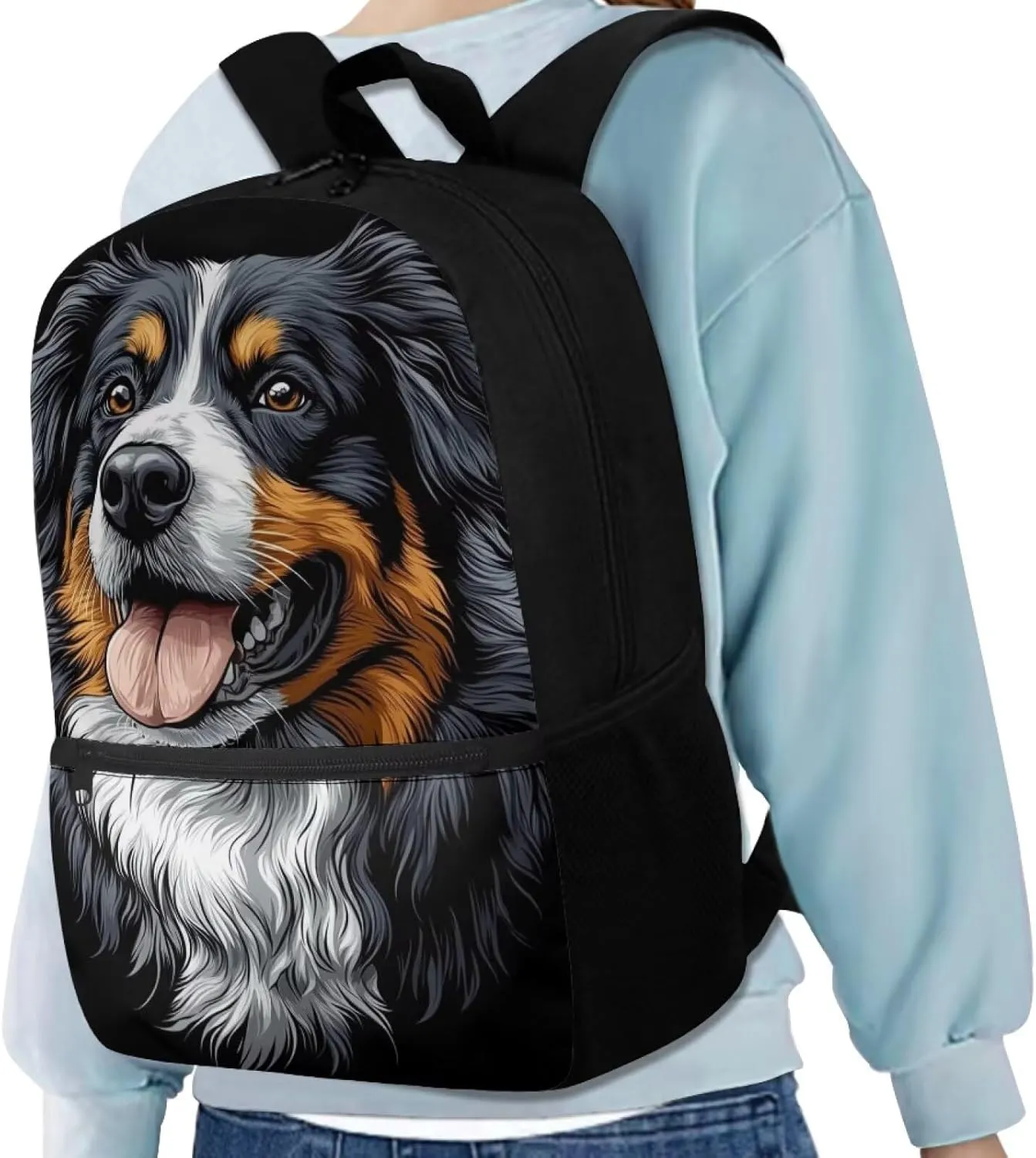 Kids Backpack for Boys Girls Bernese Mountain Dog Lightweight Bookbag for Elementary School Kid 6-10 (Indigo)